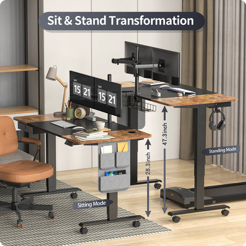 Maidesite M2 55x28inch Electric Standing Desk With Accessories Kit For Home Office